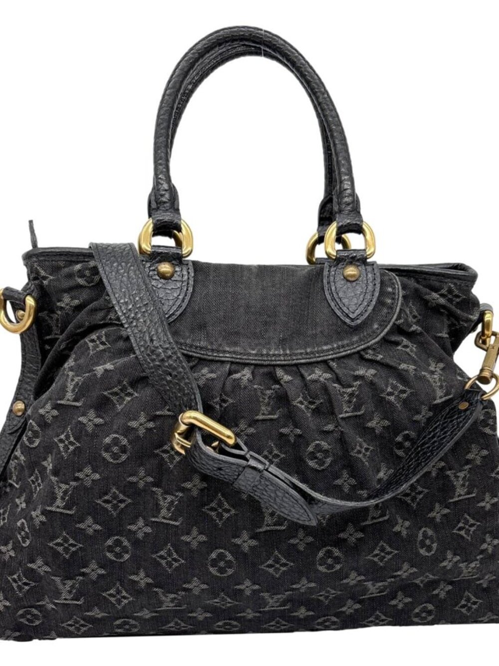Louis Vuitton Neo Cabby MM Monogram Denim Hobo Bag Black